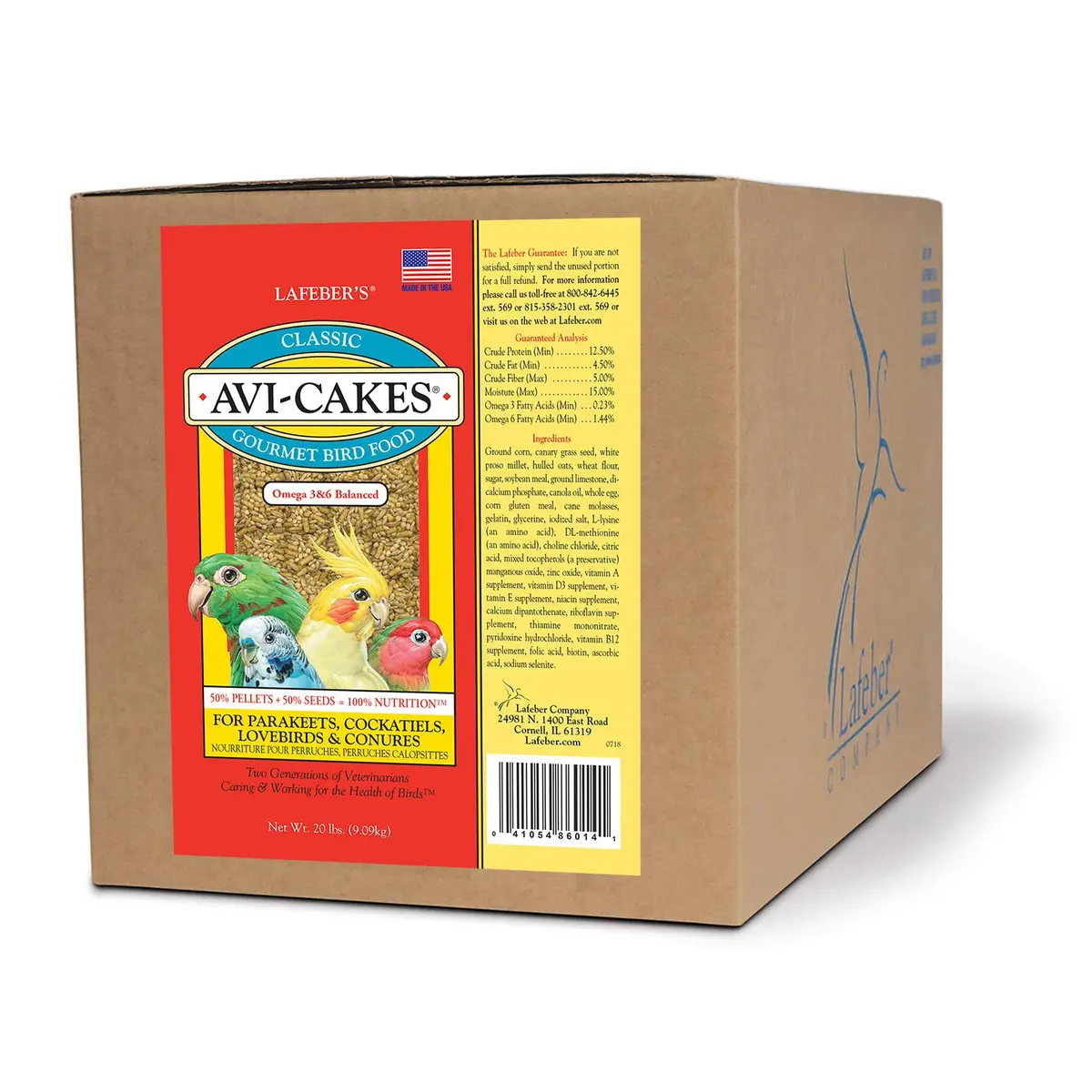 LAFEBER'S Classic Avi-Cakes for Cockatiels & Parakeets 9.07 kg (20 lb) | Nutritionally Complete Foraging Food - main product image