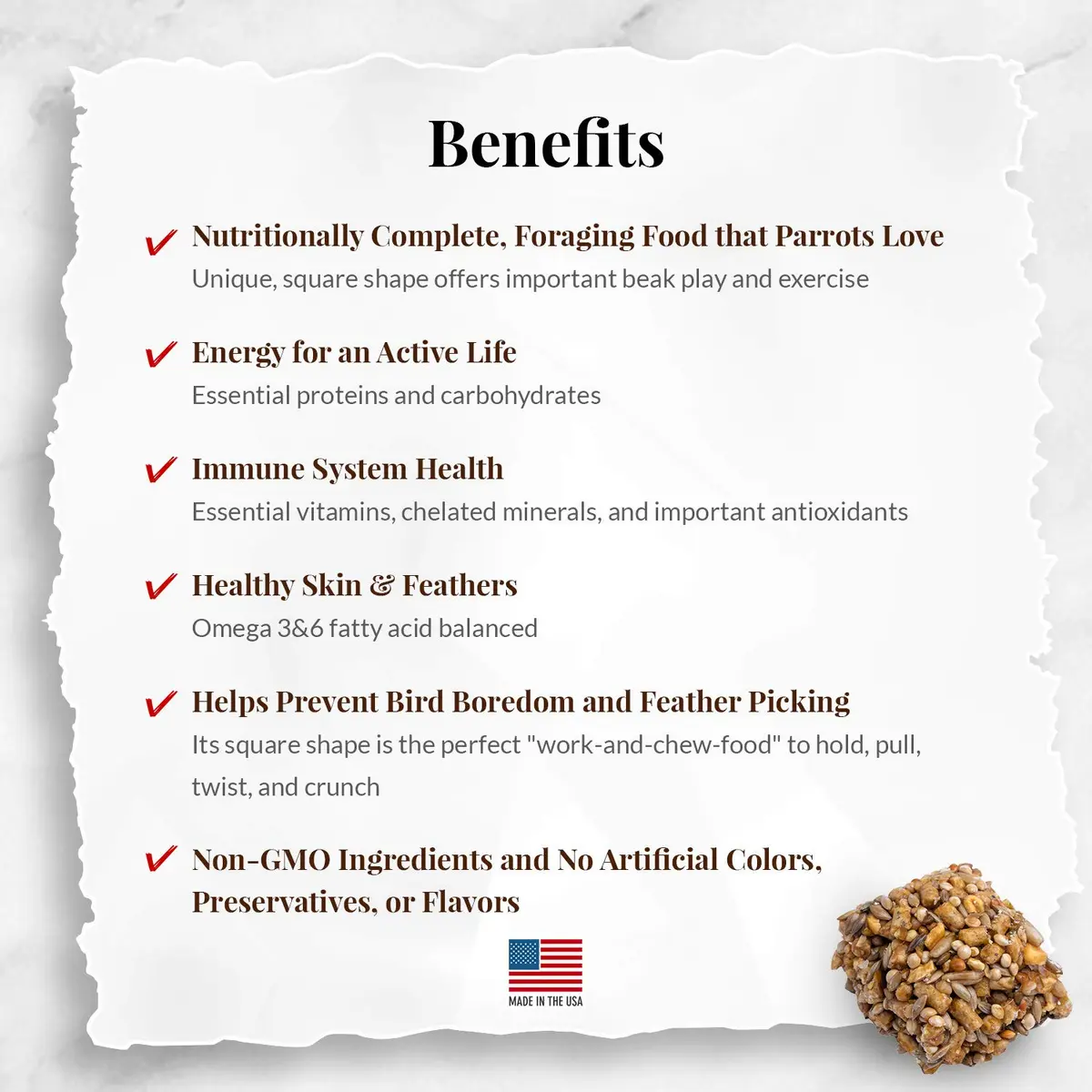 LAFEBER'S Classic Avi-Cakes for Cockatiels & Parakeets 9.07 kg (20 lb) | Nutritionally Complete Foraging Food - view 3