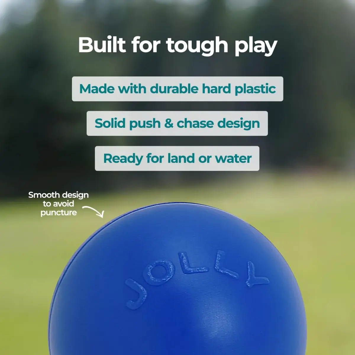 Jolly Pets Push-n-Play Ball Dog Toy 10 Inches Large Blue | Heavy Duty for Large Dogs - view 7