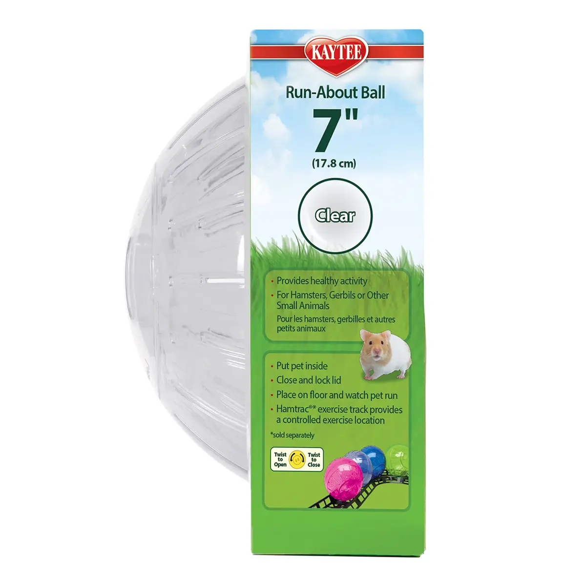 Kaytee 7" Clear Run-About Exercise Ball for Hamster & Gerbil Pets | Safe, Durable Polycarbonate, 7-Inch Diameter, Clear - view 7