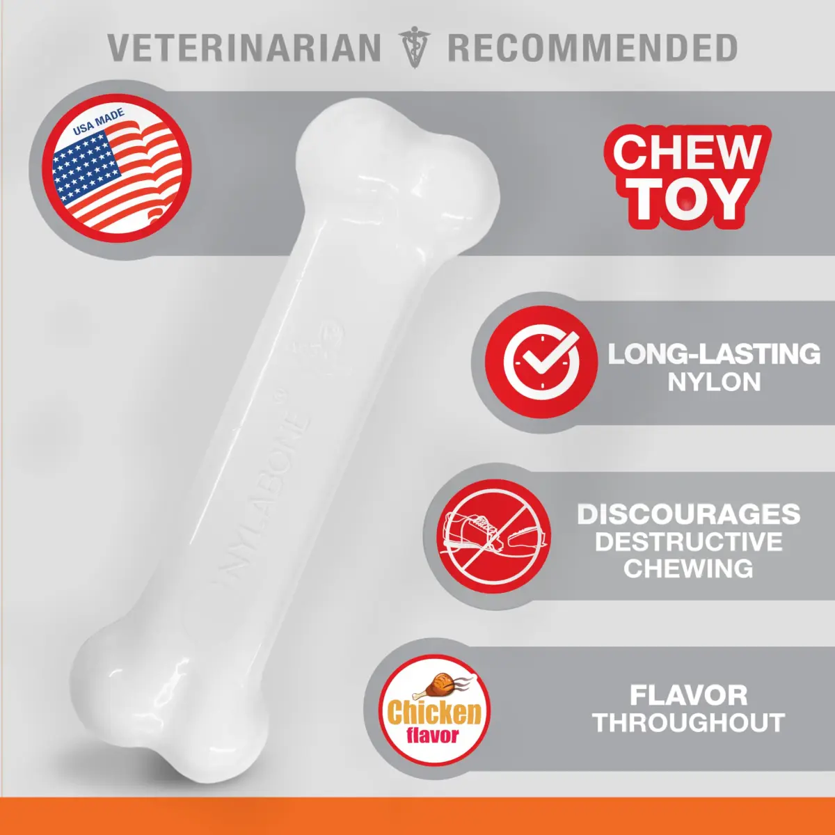 Nylabone Power Chew Original Bone Dog Chew Toy, Chicken Flavor, Small | Durable Chew Toy for Small Dogs Up to 25 lbs - view 3
