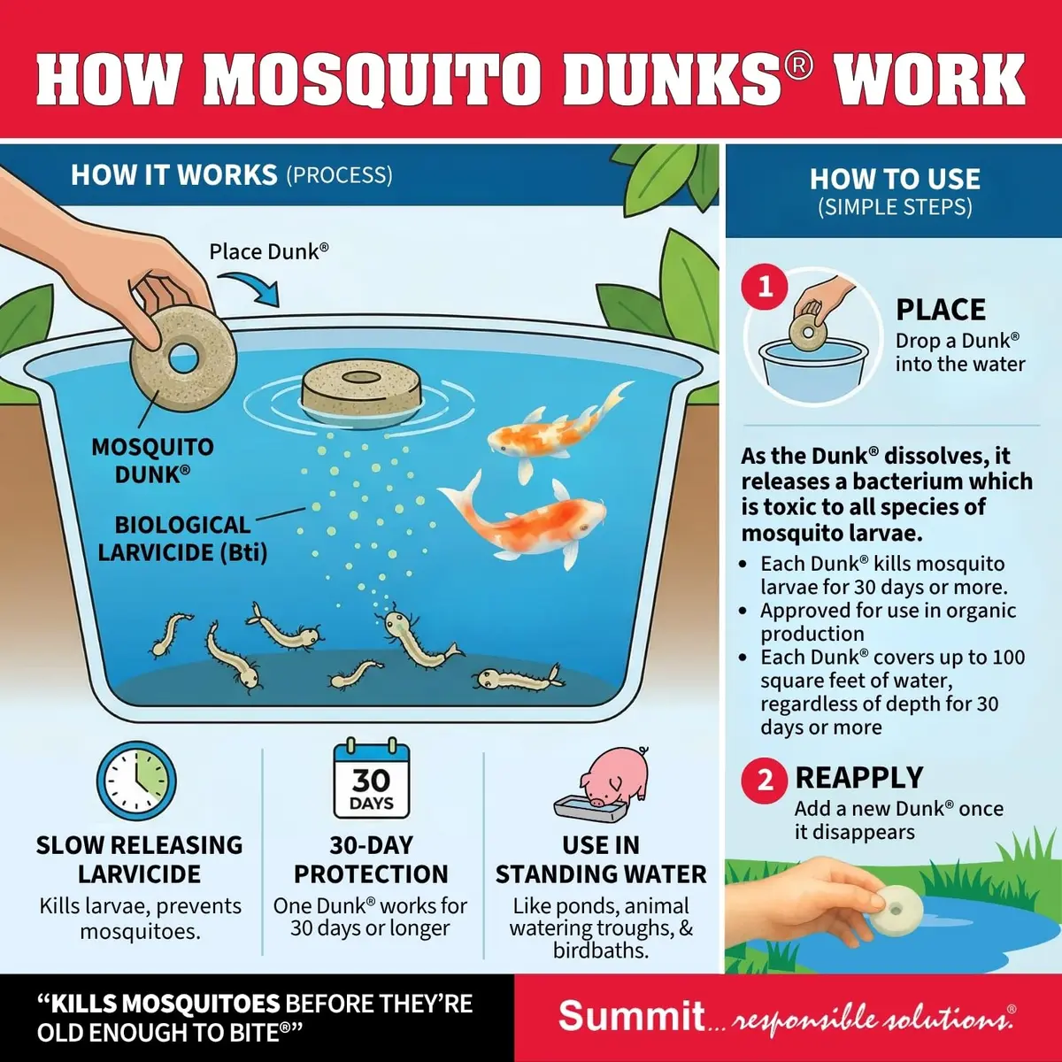 Summit Pond Mosquito Dunks 2 Pack | Natural Larvicide for Standing Water - view 7