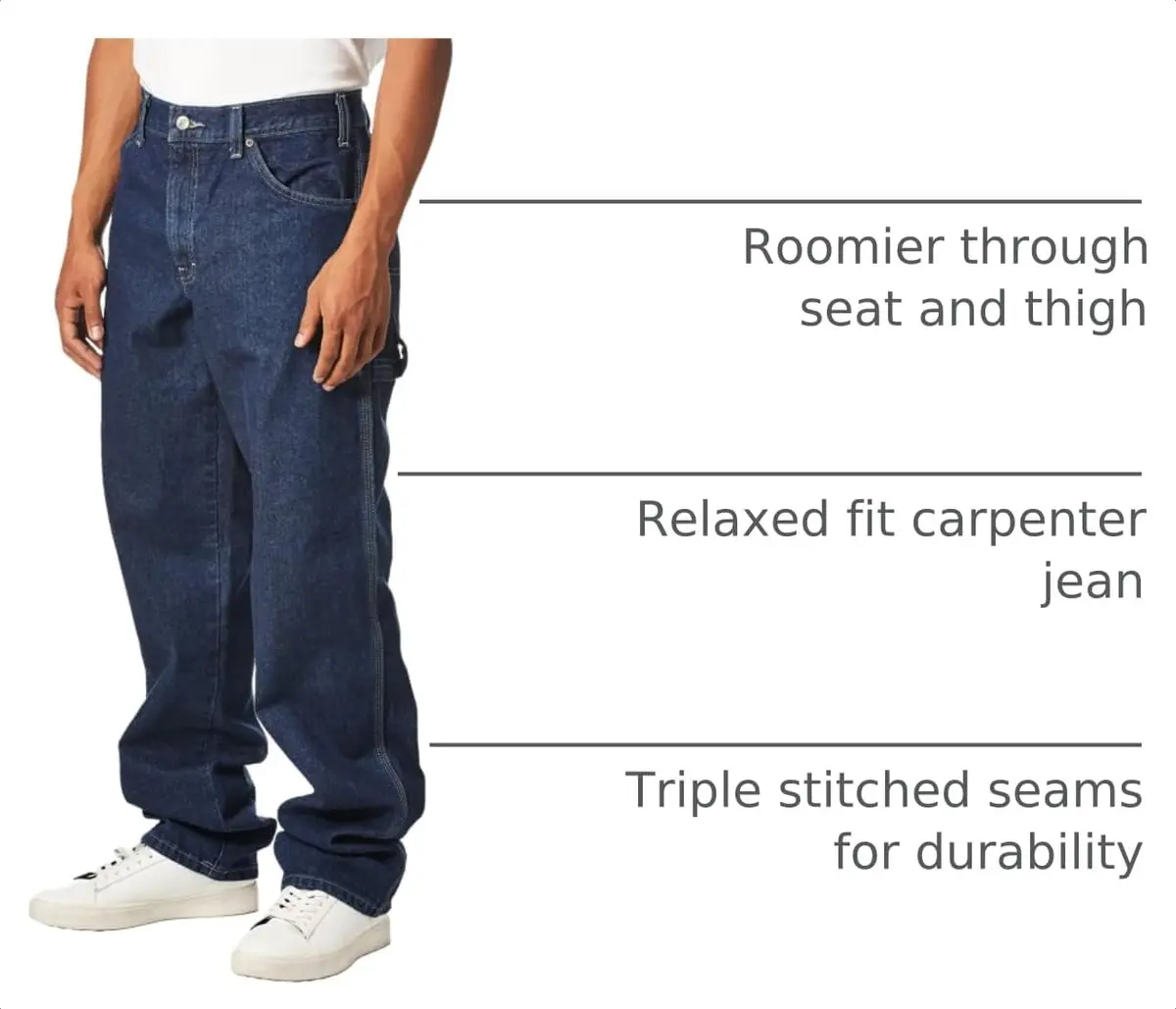Dickies Relaxed Fit Carpenter Jeans 46W x 30L | Heavyweight Denim for Work & Casual (120 chars) - view 4