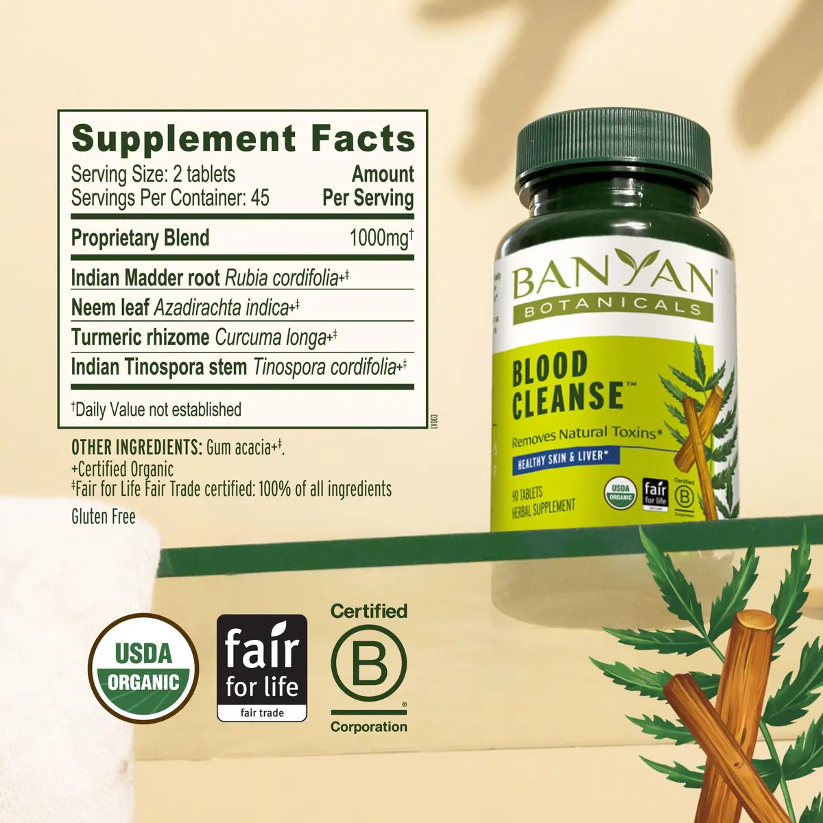 Banyan Botanicals Organic Blood Cleanse Tablets | Natural Liver & Skin Detox Support - view 4