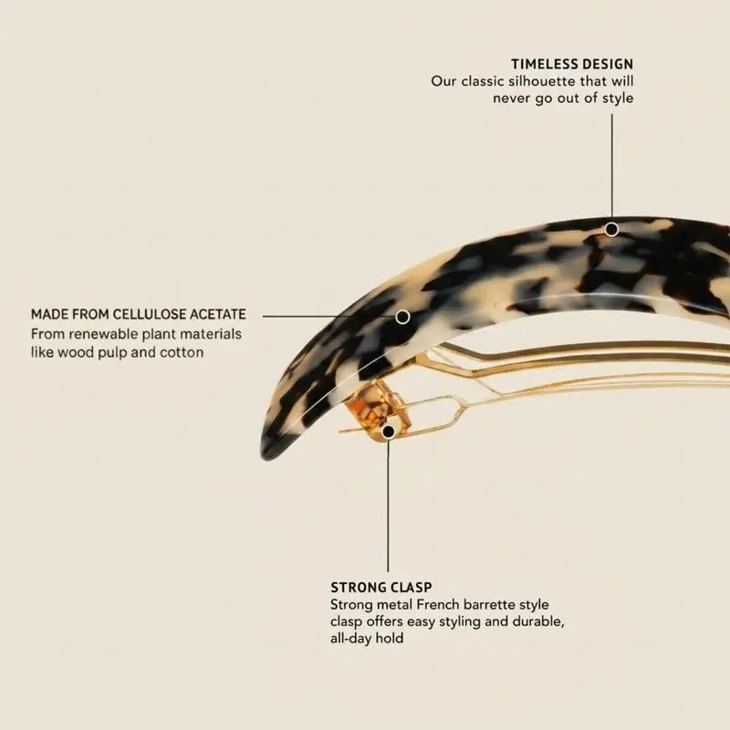 France Luxe Large Ivory Tortoiseshell Barrette for Thick Hair | French Handcrafted Luxury - view 3