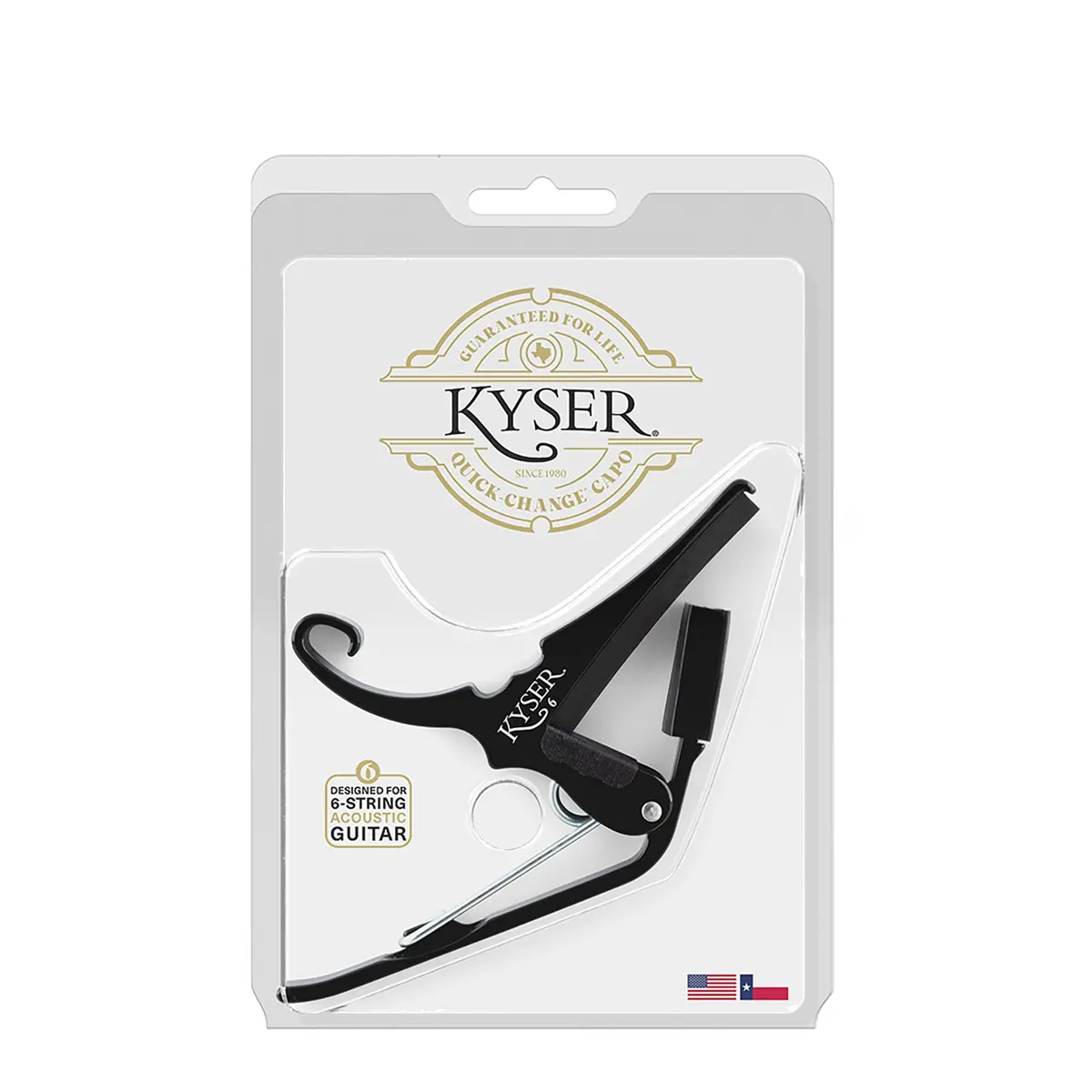Kyser Quick-Change Guitar Capo for 6-string Acoustic Guitars, Black, KG6BA | One-Handed Pitch Transposition - view 5