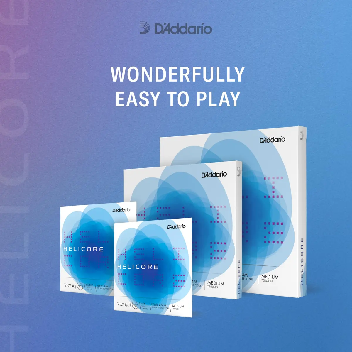D'Addario Helicore Orchestral Bass String Set, 3/4 Scale, Medium Tension | Synthetic Zyex Core for Rich, Stable Tone (70-120 chars) - view 2