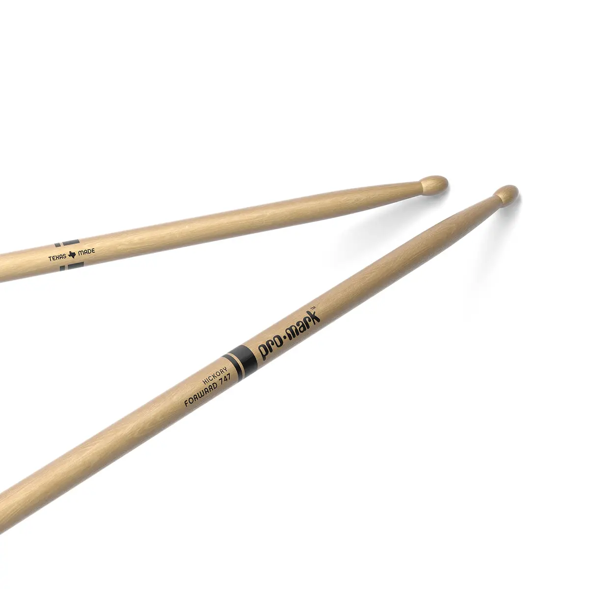 ProMark Classic Forward 747 Hickory Drumsticks, Oval Wood Tip, 16.25" (41.2cm) | USA-Made for Balanced Response - main product image