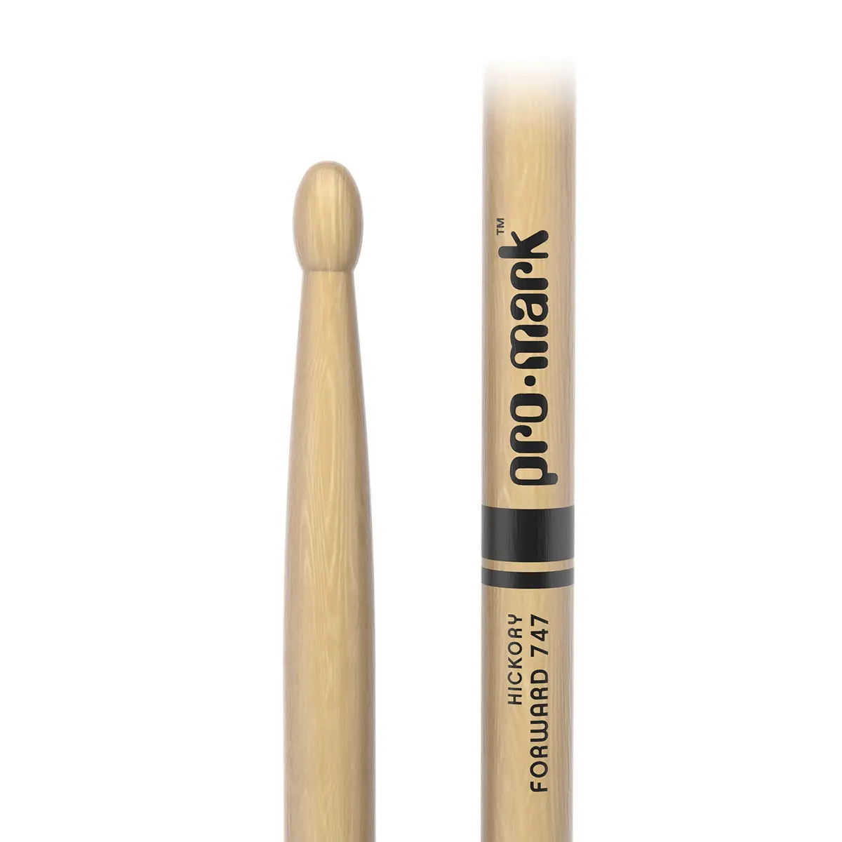 ProMark Classic Forward 747 Hickory Drumsticks, Oval Wood Tip, 16.25" (41.2cm) | USA-Made for Balanced Response - view 2