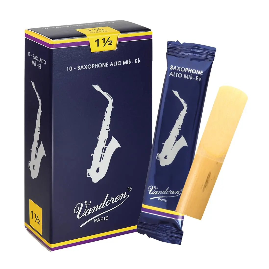 Vandoren Traditional Alto Saxophone Reeds Strength 1.5 (Box of 10) - main product image
