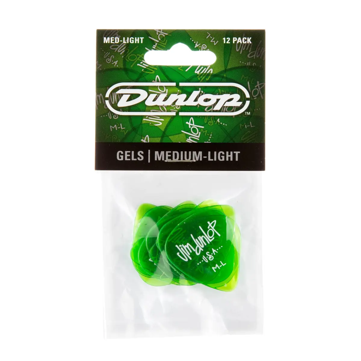 Jim Dunlop Gels Green Medium Light Pick 12 Pack | Durable Polycarbonate Guitar Picks - view 4
