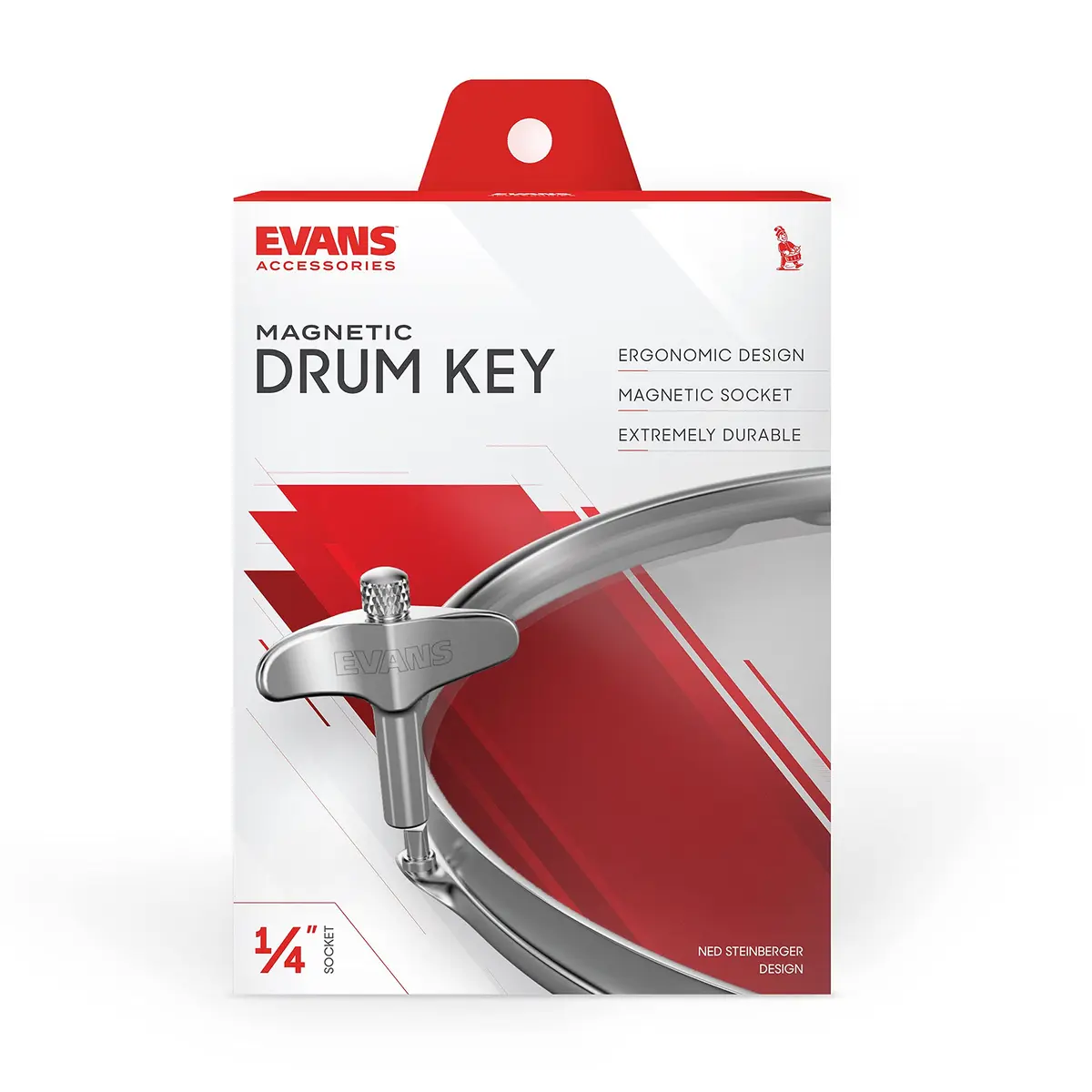 Evans Magnetic Head Drum Key | Drop-Forged Alloy Steel, Ergonomic, Magnetic Head, Silver (8.75 inches) - view 2