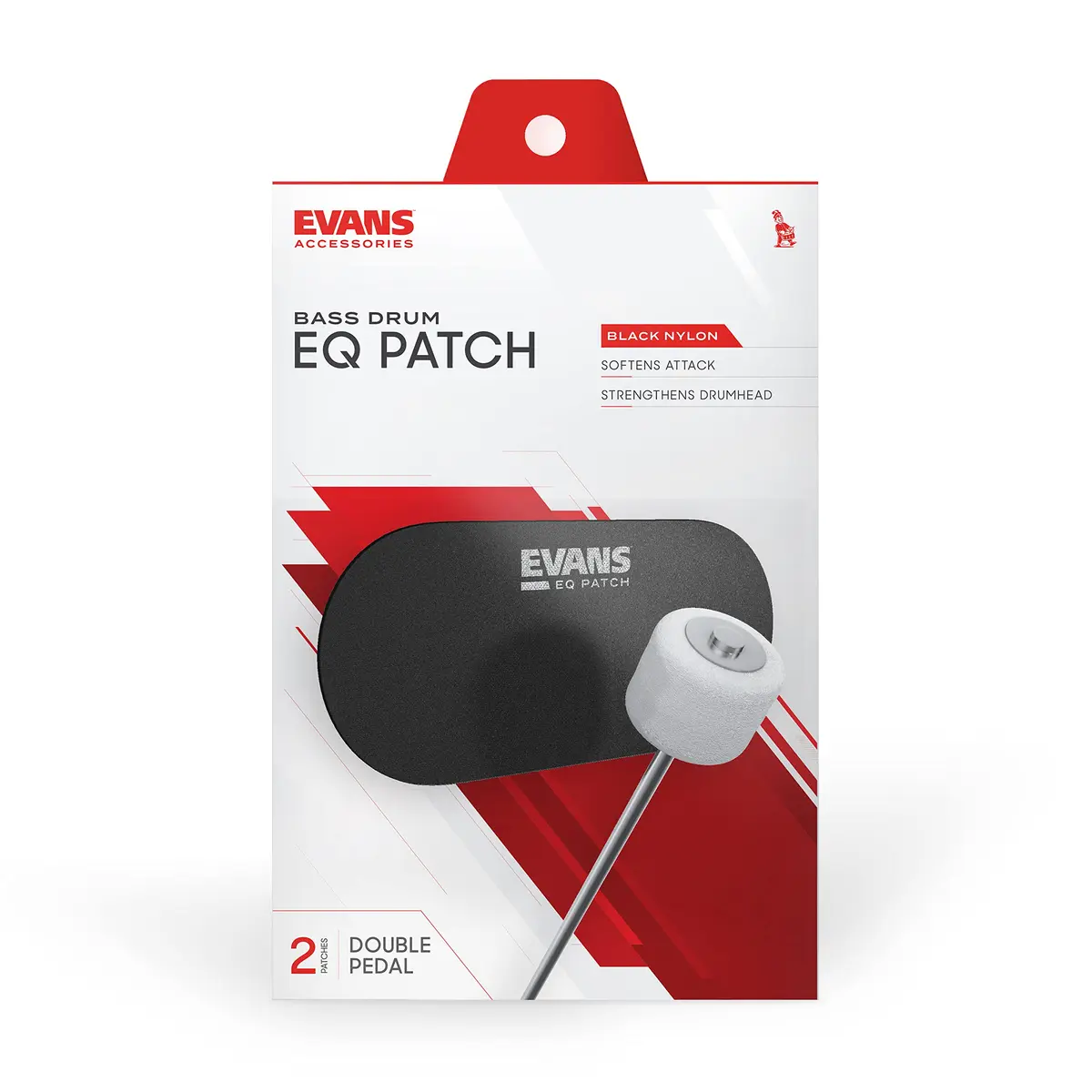 Evans EQ Double Pedal Patch, Black Nylon | Protects Bass Drum Head, Softens Attack - view 2
