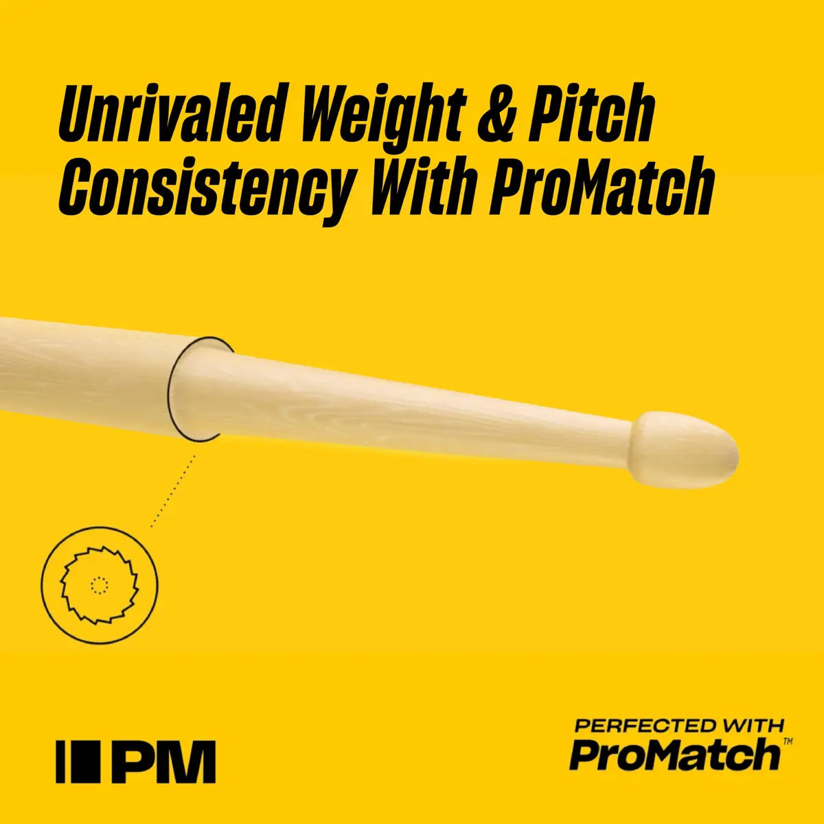 ProMark Dame Evelyn Glennie 740 Hickory Drumsticks, Wood Tip, 16-1/8" Length (41 cm) - view 4