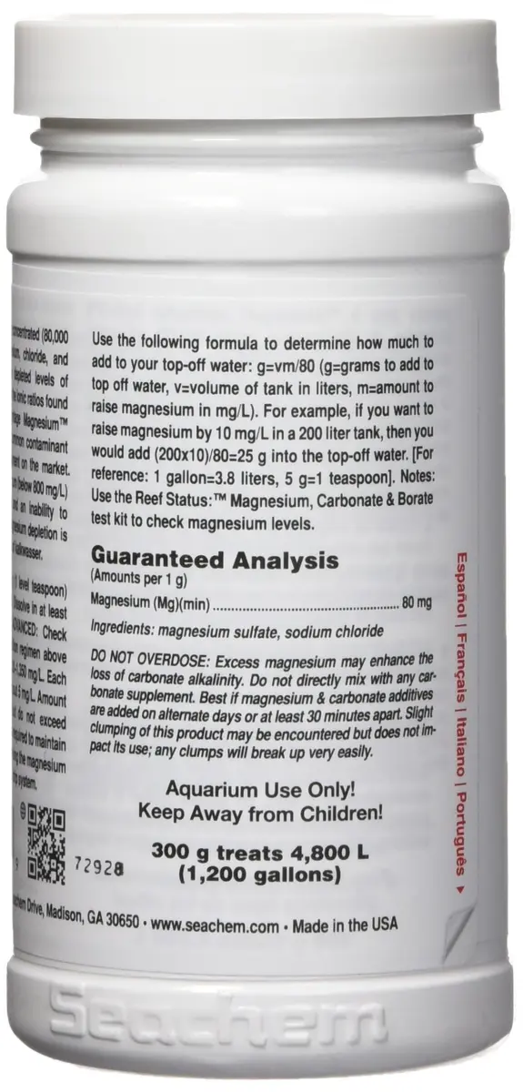 Seachem Reef Advantage Magnesium 300g | Restores Magnesium Levels in Saltwater Aquariums - view 3