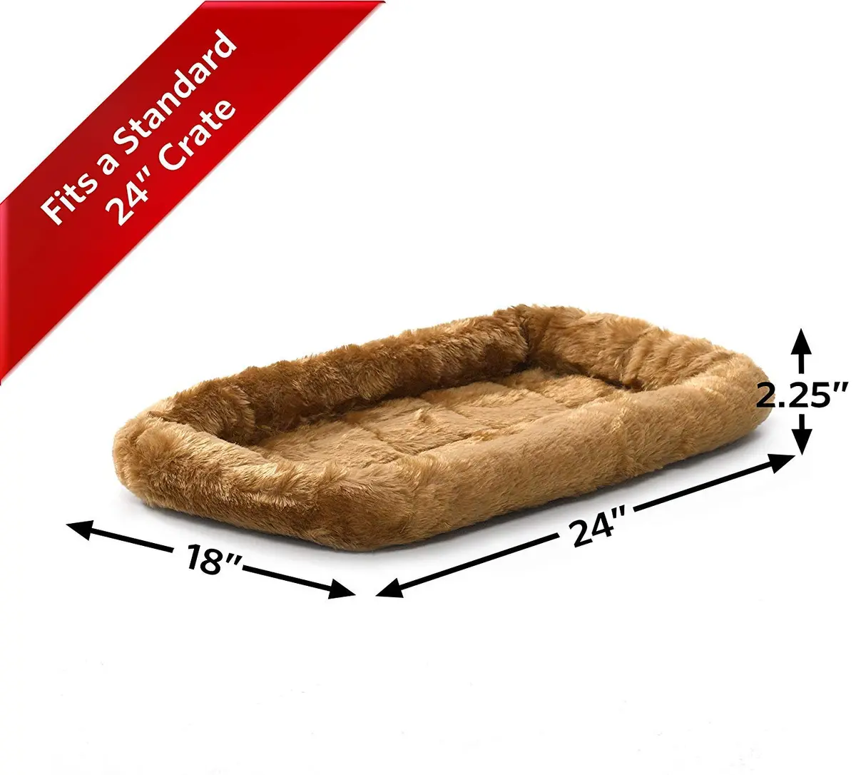 MidWest Homes for Pets QuietTime Bolster Dog Crate Bed 24-inch 61cm x 45cm (2.76 inch Thick) | Cozy Cinnamon Mat for Small Breeds - view 2