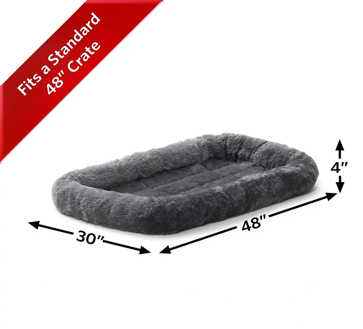 MidWest Homes for Pets QuietTime Bolster Dog Crate Bed 122cm (48 Inch) | Plush Faux Fur Comfort for Extra-Large Breeds - view 2