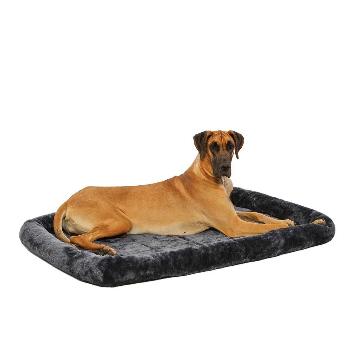 MidWest Homes for Pets QuietTime Bolster Dog Crate Bed 54" XL Breeds Gray | 137cm (54 Inch) Soft Faux Fur Mat - main product image