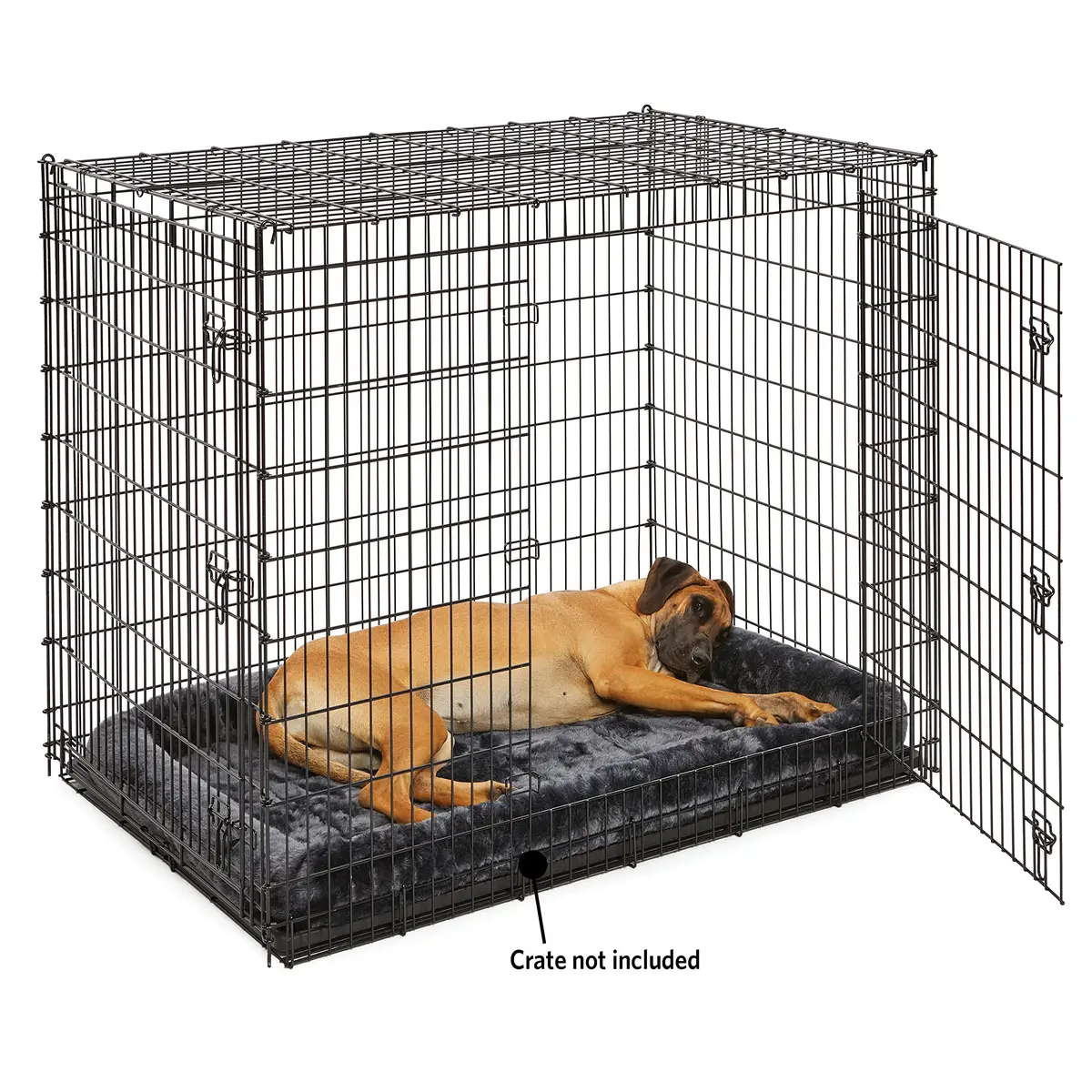 MidWest Homes for Pets QuietTime Bolster Dog Crate Bed 54" XL Breeds Gray | 137cm (54 Inch) Soft Faux Fur Mat - view 3