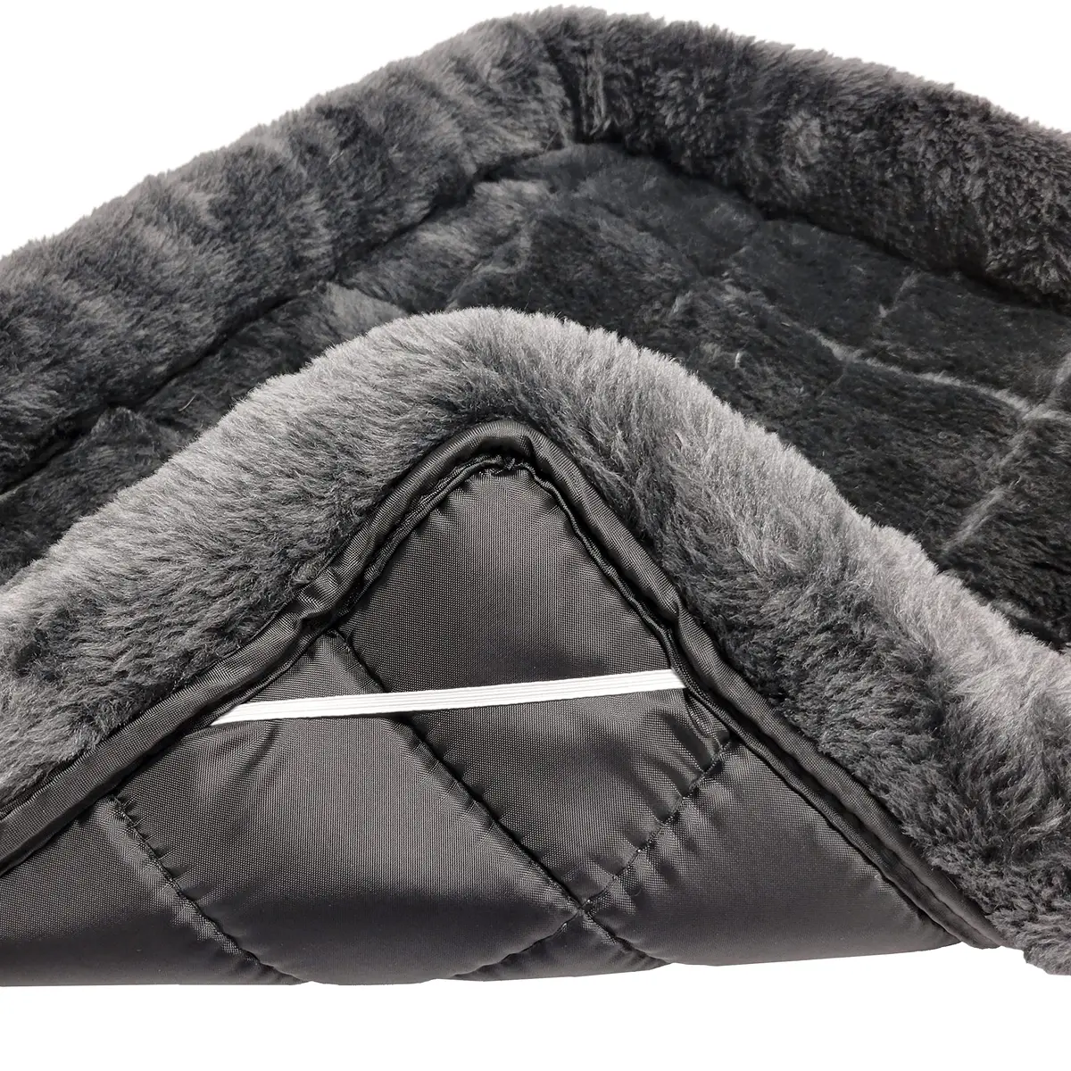 MidWest Homes for Pets QuietTime Bolster Dog Crate Bed 54" XL Breeds Gray | 137cm (54 Inch) Soft Faux Fur Mat - view 4