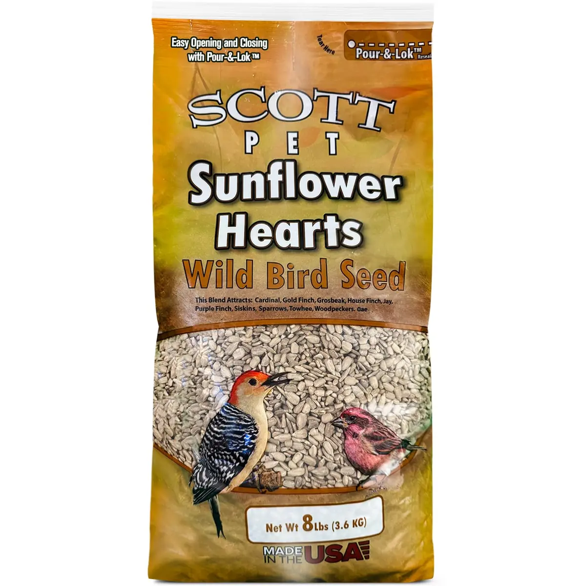 Scott Pet Wild Bird Seed Sunflower Hearts No Shells 8lb | High Protein for Backyard Birds - main product image
