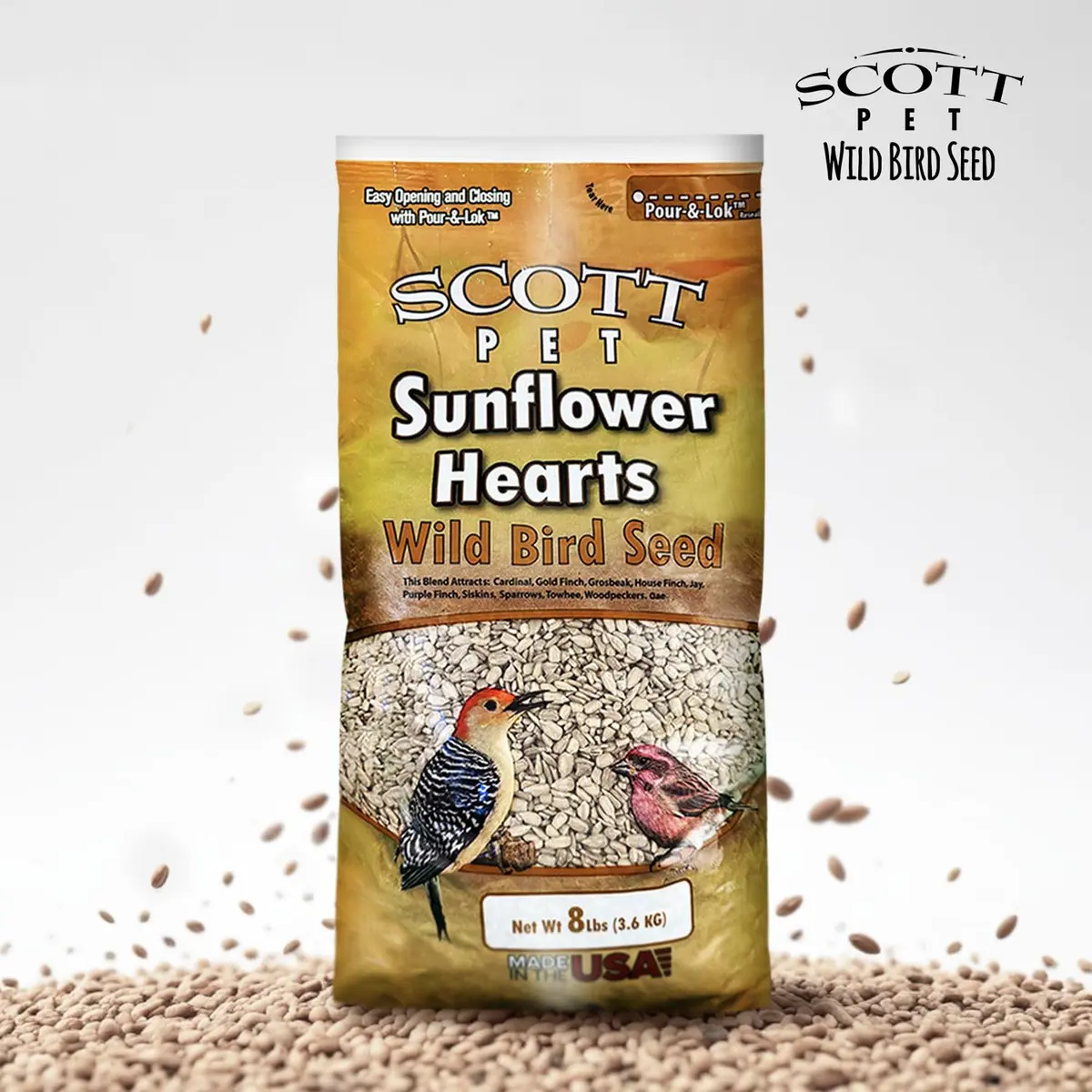 Scott Pet Wild Bird Seed Sunflower Hearts No Shells 8lb | High Protein for Backyard Birds - view 6