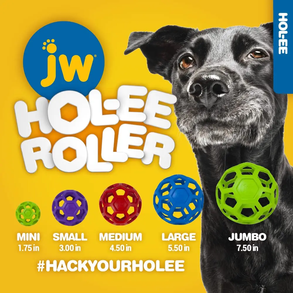 JW Hol-ee Roller Dog Toy 4.5in | Durable Rubber Puzzle Ball for Active Dogs - view 3