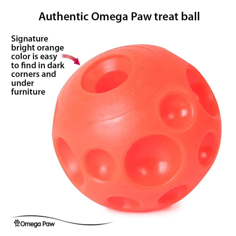 Omega Paw Tricky Treat Ball Large Orange | Interactive Treat Dispensing Dog Toy - view 3