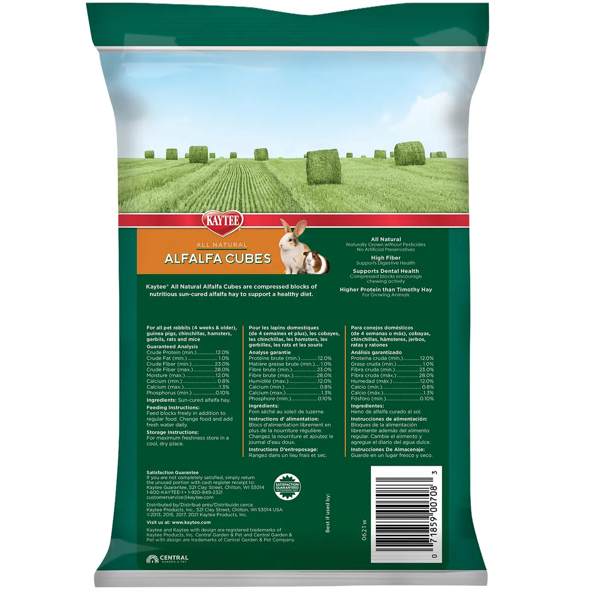 Kaytee Alfalfa Cubes for Rabbits and Guinea Pigs, 15 Oz (425 g) | High Protein Fiber Source for Small Animals - view 2