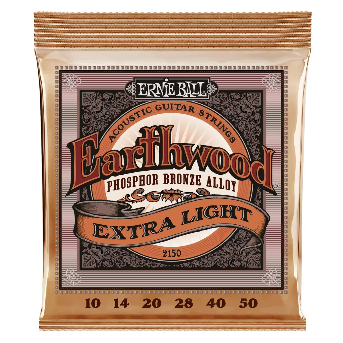 Ernie Ball Earthwood Extra Light Phosphor Bronze Acoustic Guitar Strings, 10-50 Gauge (1 Set) | Warm Tone, Easy Playability - main product image