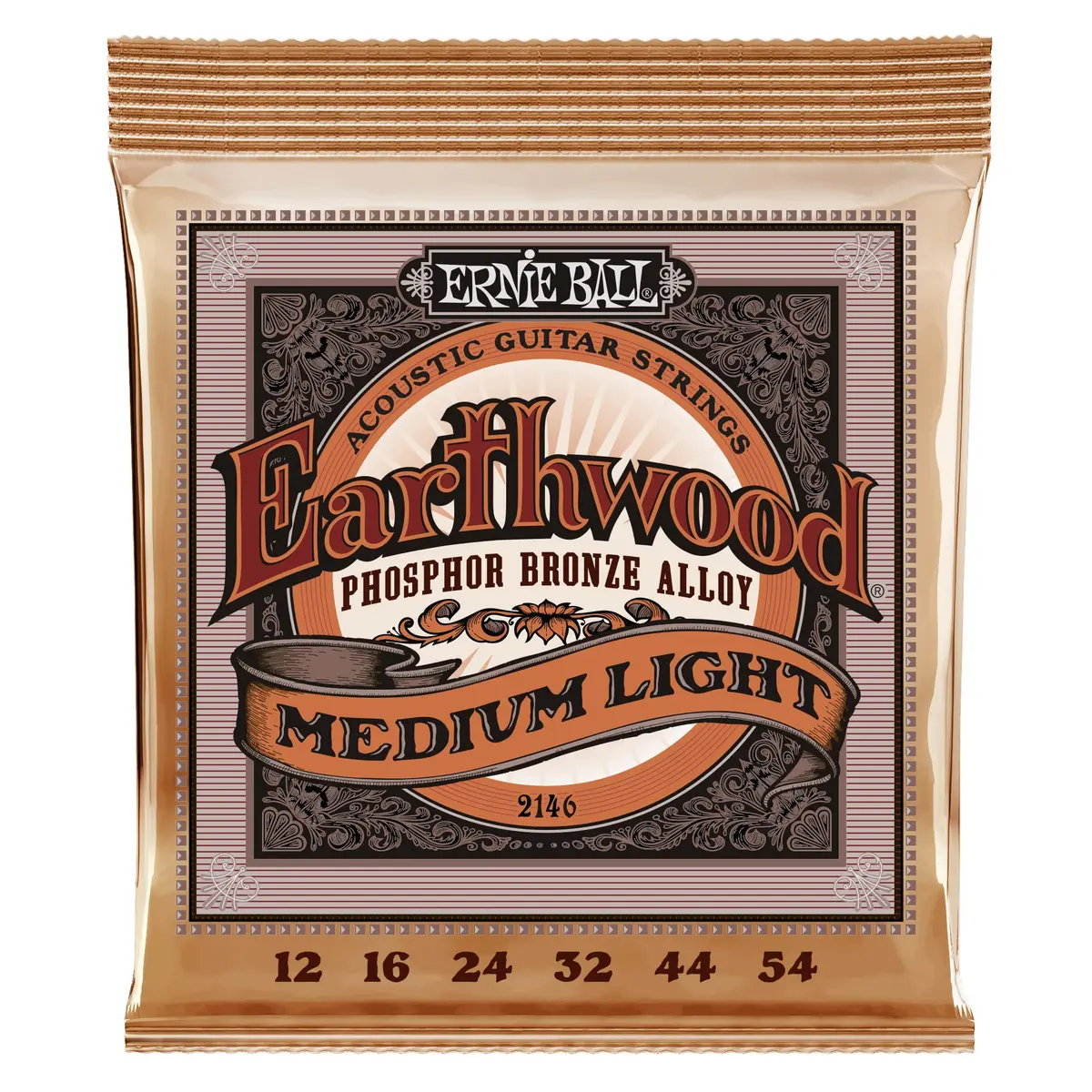 Ernie Ball Earthwood Medium Light Phosphor Bronze Acoustic Guitar Strings 12-54 Gauge | Warm Rich Tone - main product image