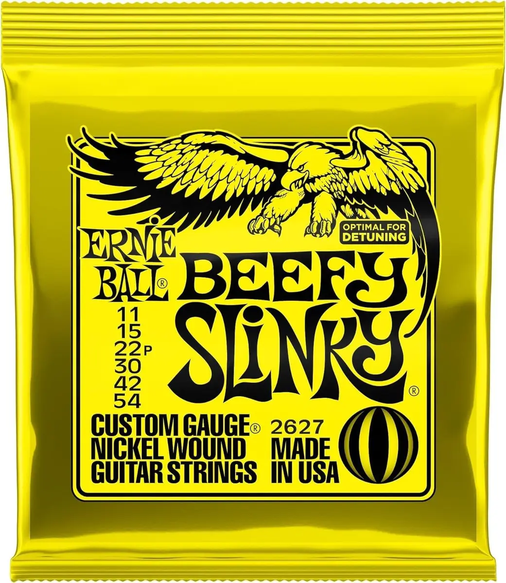 Ernie Ball Beefy Slinky Nickel Wound Electric Guitar Strings, 11-54 Gauge (P02627) | Long-lasting, optimal for detuning, USA import - main product image