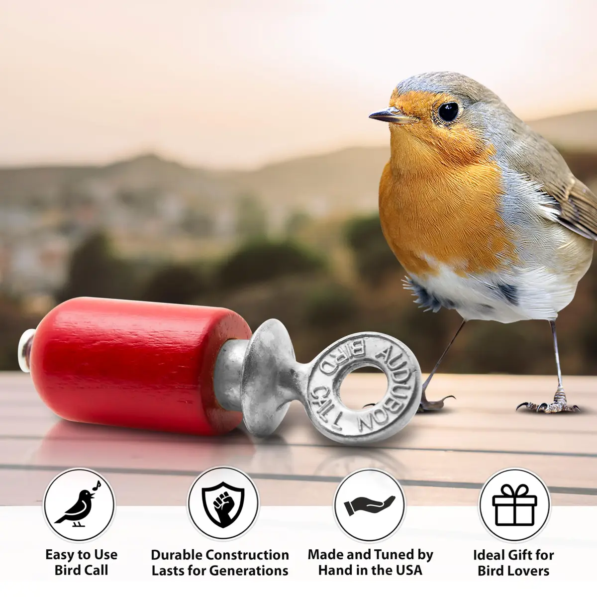 Audubon Red Bird Call | Hand-Tuned Birchwood & Zinc Metal - view 5