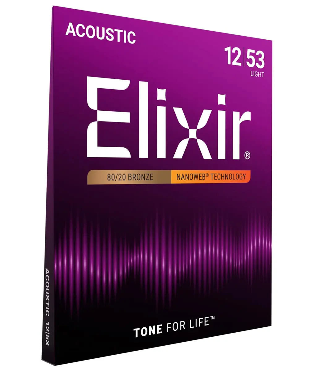 Elixir Acoustic Guitar Strings 80/20 Bronze NANOWEB Light 12-53 | Long-lasting, bright tone - main product image