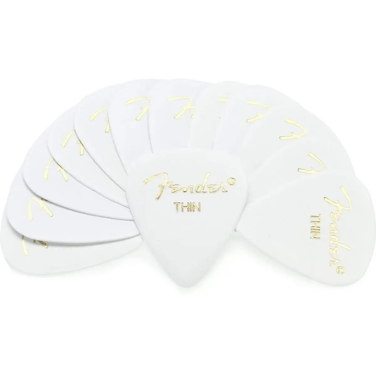 Fender Classic Celluloid Guitar Picks 351 Shape, White, Thin, 12-Pack | Traditional Feel for Versatile Styles - main product image