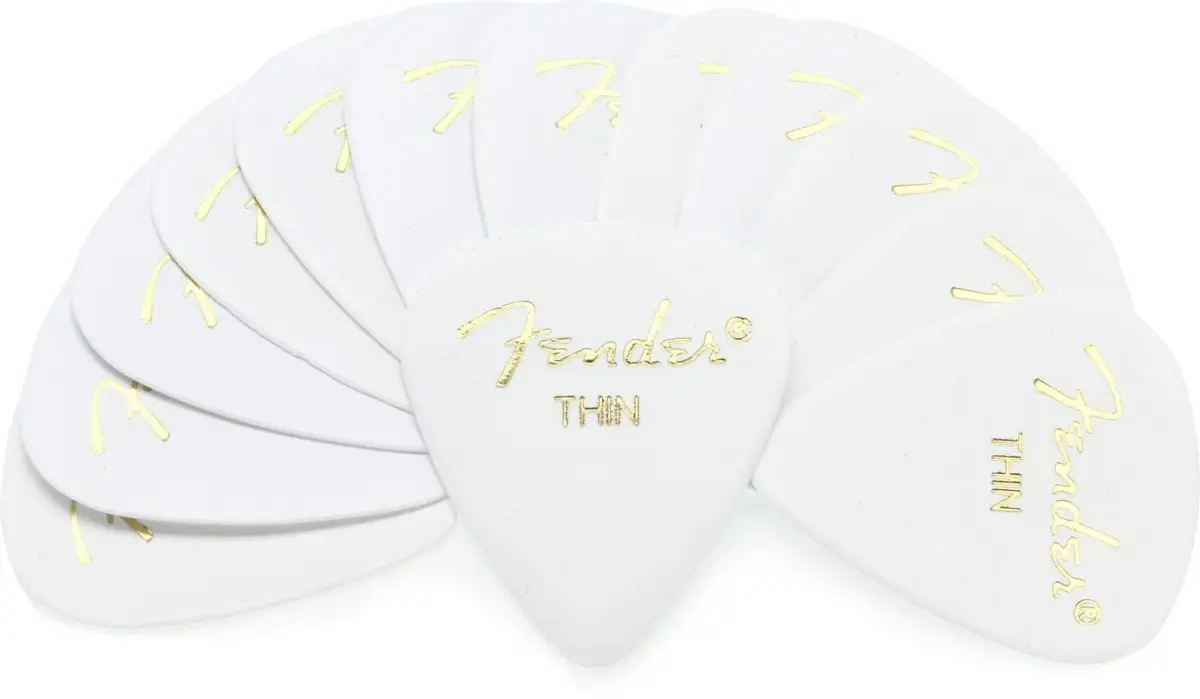 Fender Classic Celluloid Guitar Picks 351 Shape, White, Thin, 12-Pack | Traditional Feel for Versatile Styles - main product image