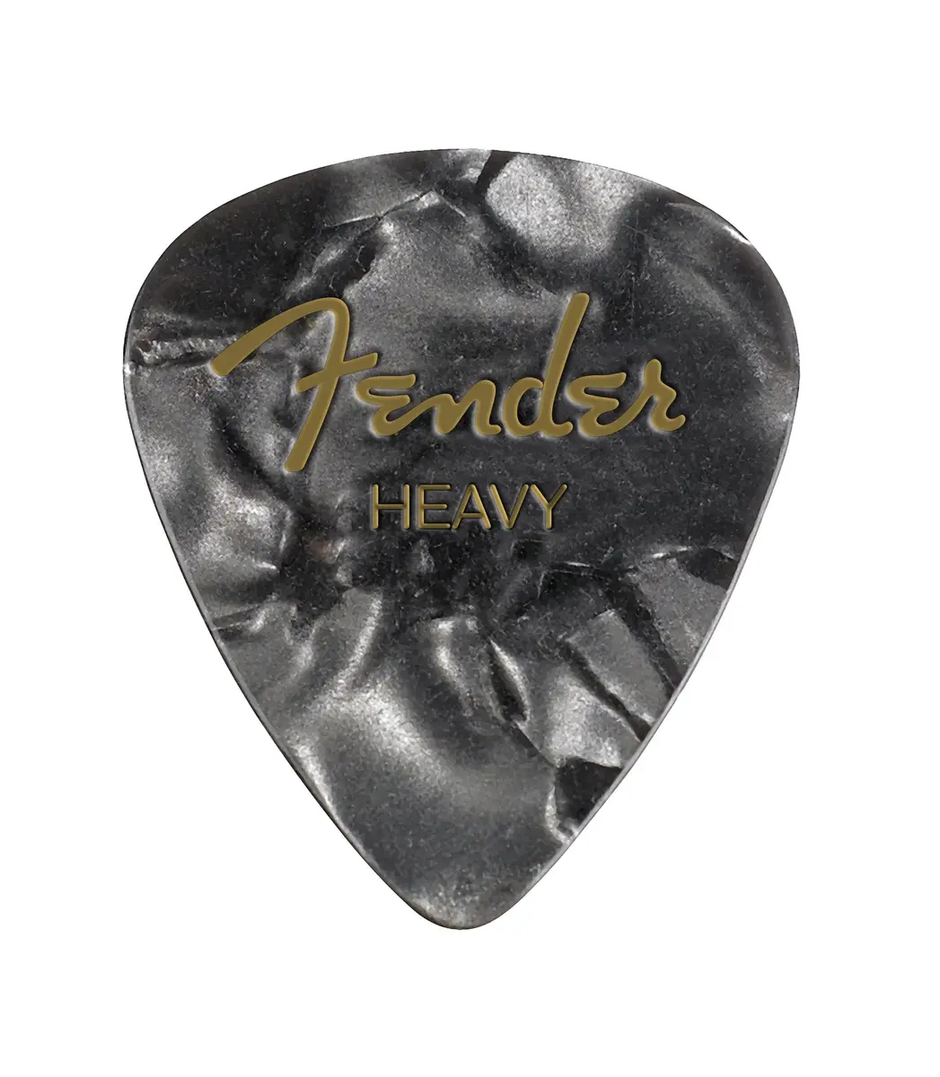 Fender Premium Celluloid Guitar Picks 351 Shape, Black Moto, Heavy | Classic feel, durable, perfect for versatile styles - main product image