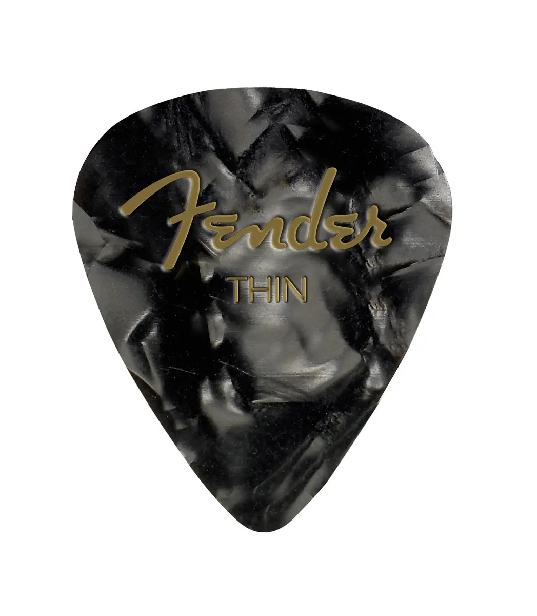 Fender Premium Celluloid Guitar Picks 351 Shape, Black Moto, Thin | Classic feel, high-performance flexibility - main product image