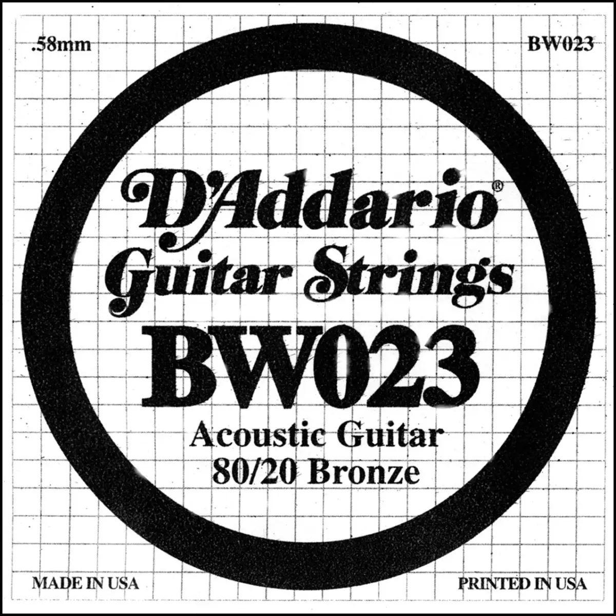 D'Addario BW023 Bronze Wound Acoustic Guitar Single String, .023 Gauge | Crisp Bright Tone - main product image