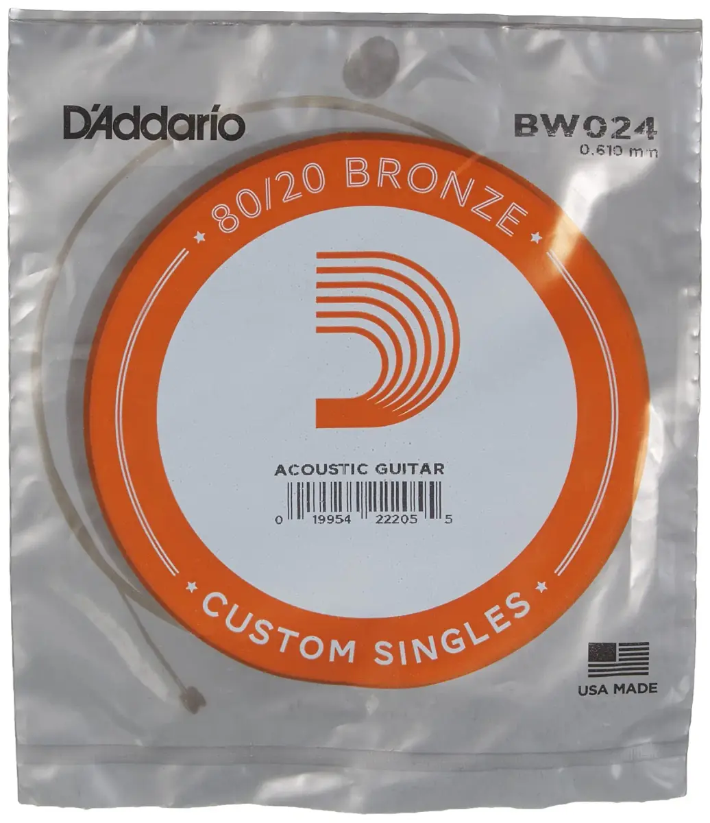 D'Addario BW024 Bronze Wound Acoustic Guitar Single String, .024 Gauge - main product image