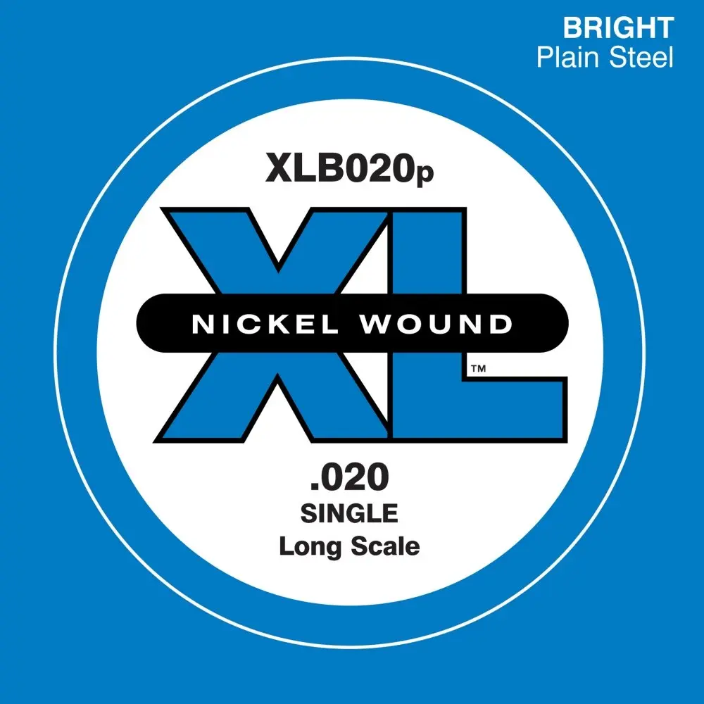D'Addario XLB020P Plain Steel Bass Guitar String .020 | Bright Tone, Long Scale, USA - view 2