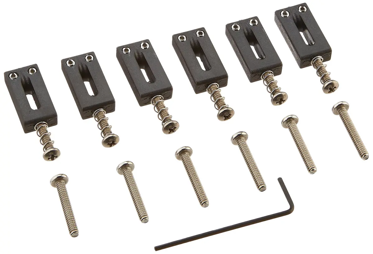 String Saver by Graph Tech Strat & Tele Style Saddles 2.076" E-E Spaced (6 Pcs, Black) | Reduce String Breakage - main product image