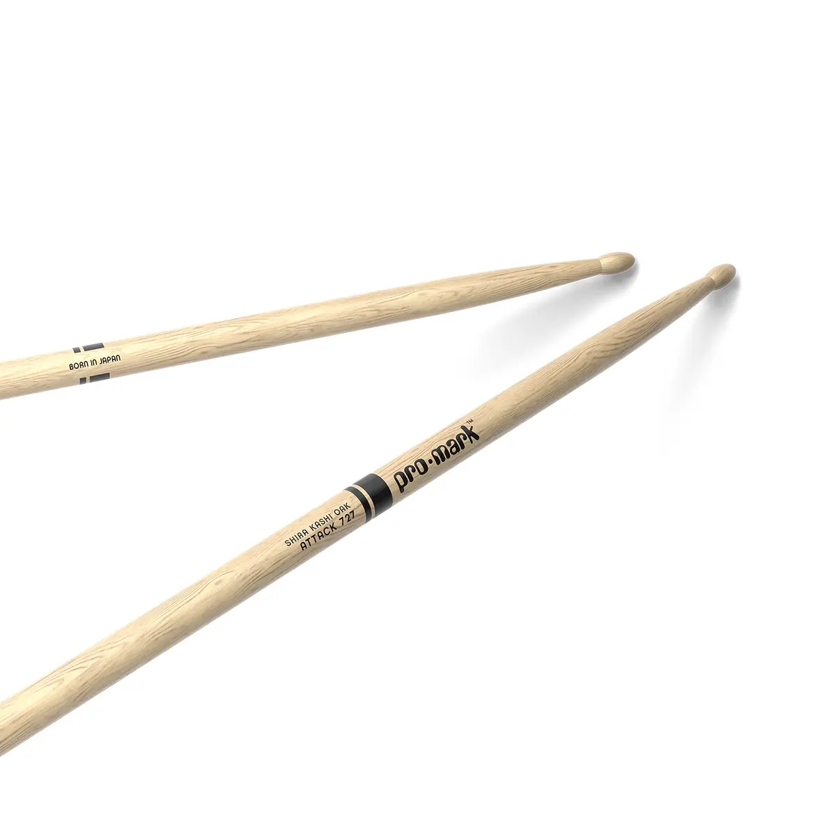 ProMark Classic Attack 727 Shira Kashi Oak Drumsticks Oval Wood Tip 41.3 cm (16.25") Pair | Forward-Weighted Power & Durability - main product image