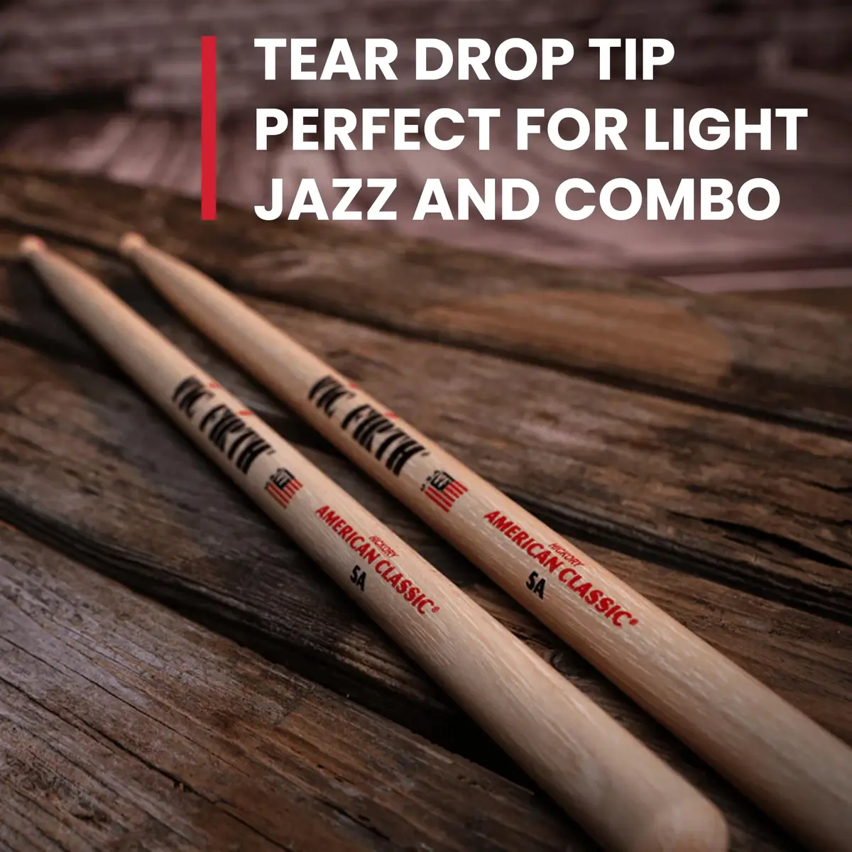 Vic Firth American Classic 7A Drumsticks | Hickory Wood, Nylon Tip Pair (39.37 cm / 15.5 in) - view 4