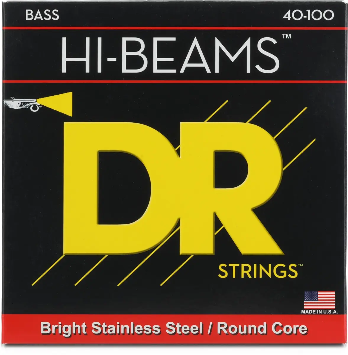 DR Strings HI-BEAM™ Stainless Steel Bass Strings (40-100) | Bright, Long-Lasting, USA Wound - main product image