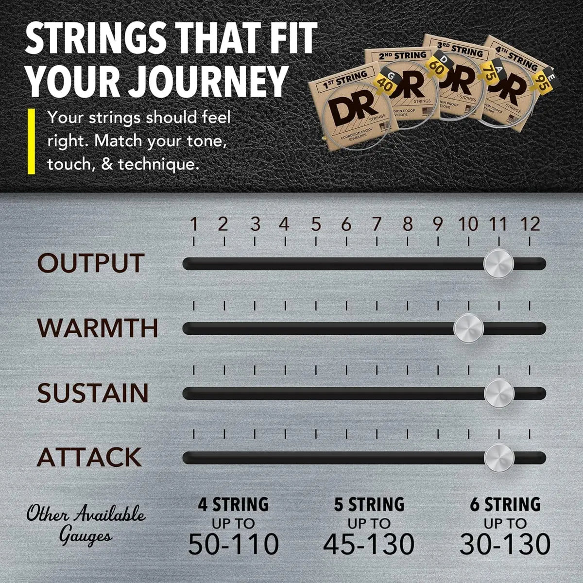 DR Strings HI-BEAM™ Stainless Steel Bass Strings (40-100) | Bright, Long-Lasting, USA Wound - view 7