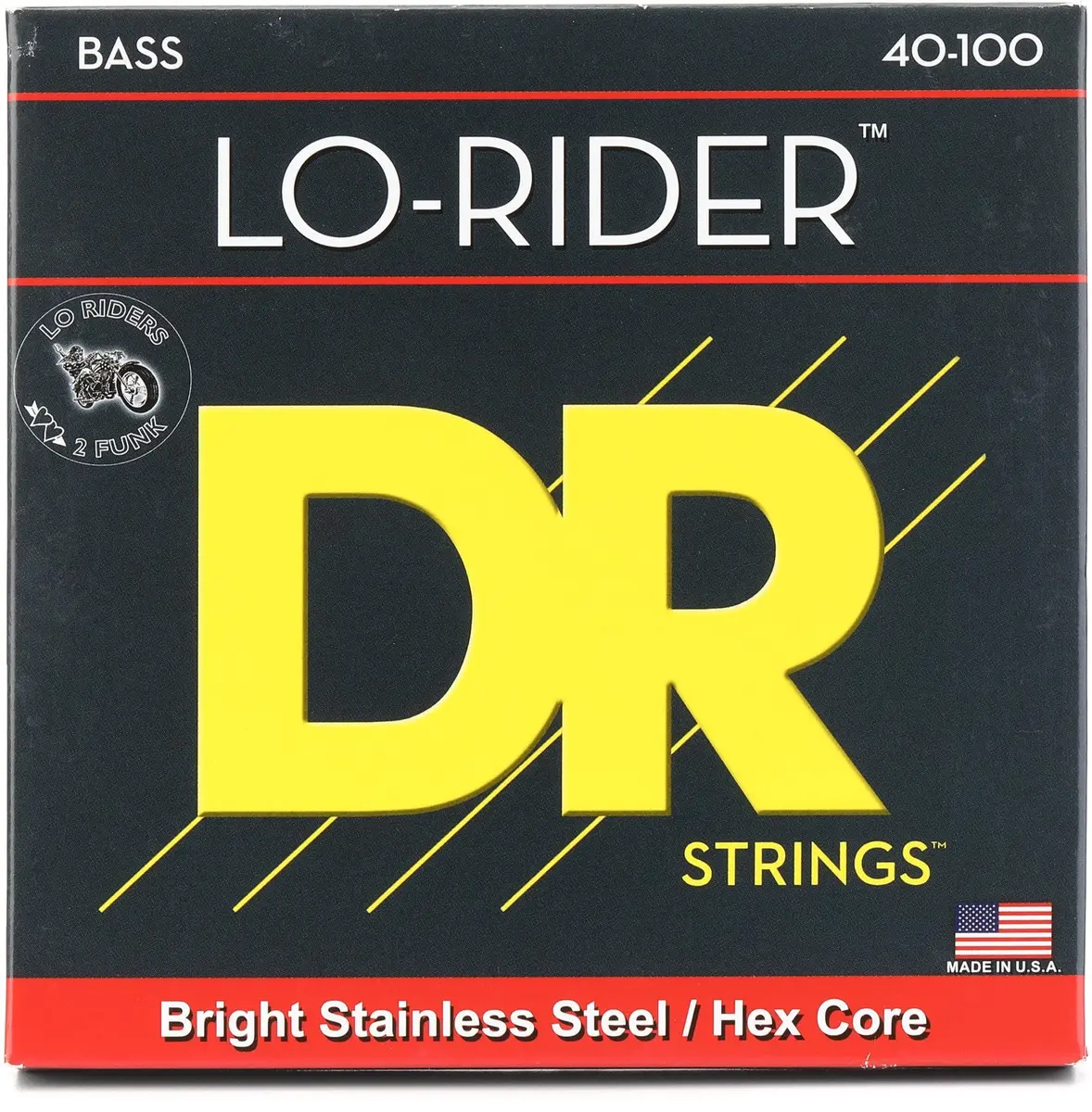 DR Strings Lo-Rider Electric Bass Guitar Strings - .040-.100 Light | High End, Accurate Harmonics, Stainless Steel - main product image