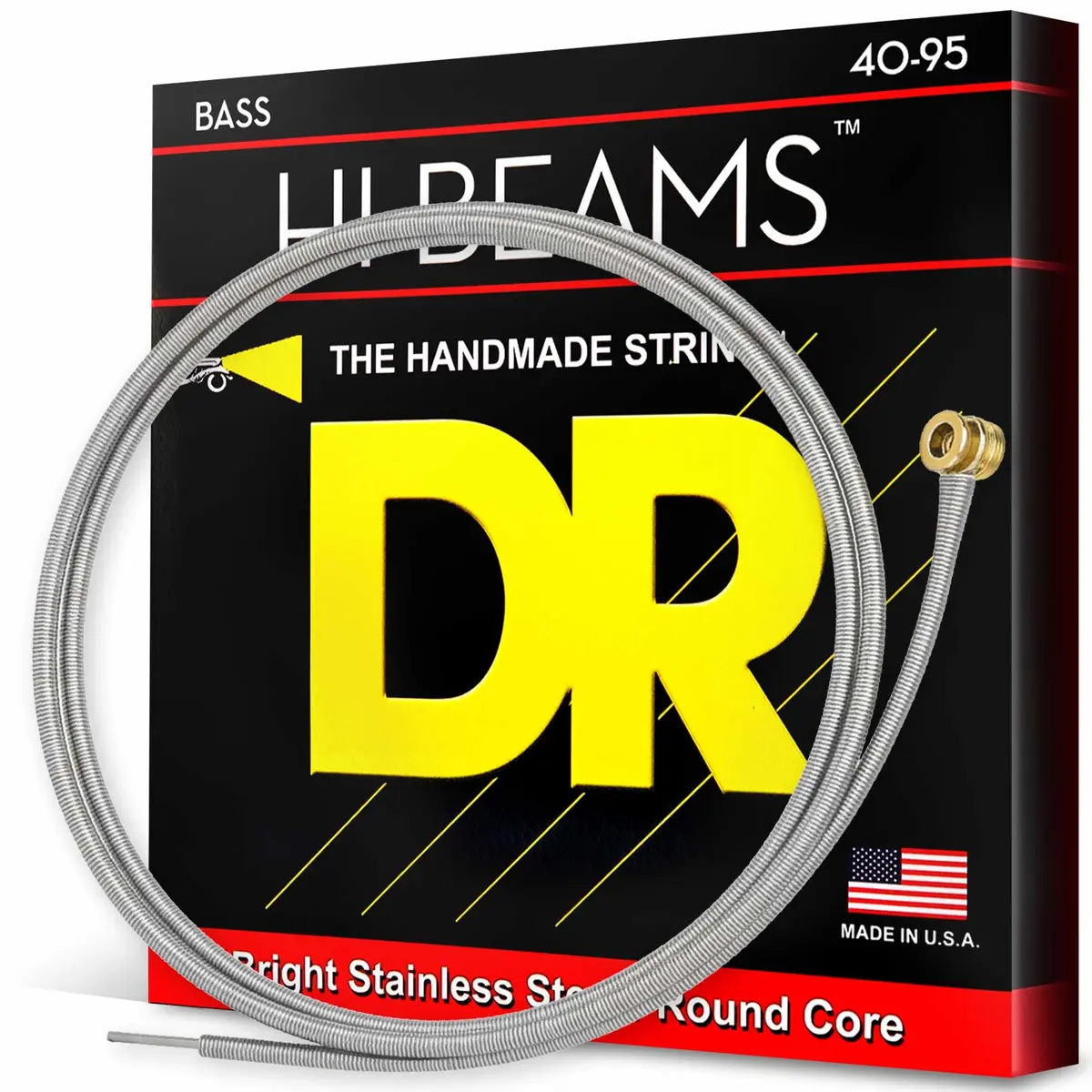 DR Strings HI-BEAM™ Stainless Steel Bass Strings 40-95 | Bright, Versatile Tone for Bass Guitar - main product image