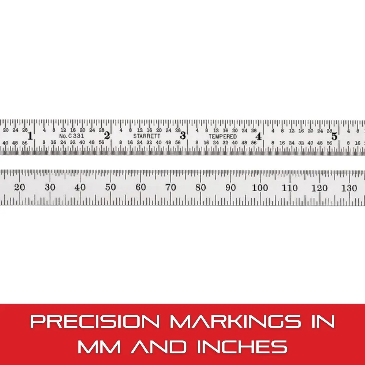 Starrett Full Flexible Steel Rule, 5-3/4" Length, 0.4mm Thickness | Precision Steel Measuring Tool - view 5