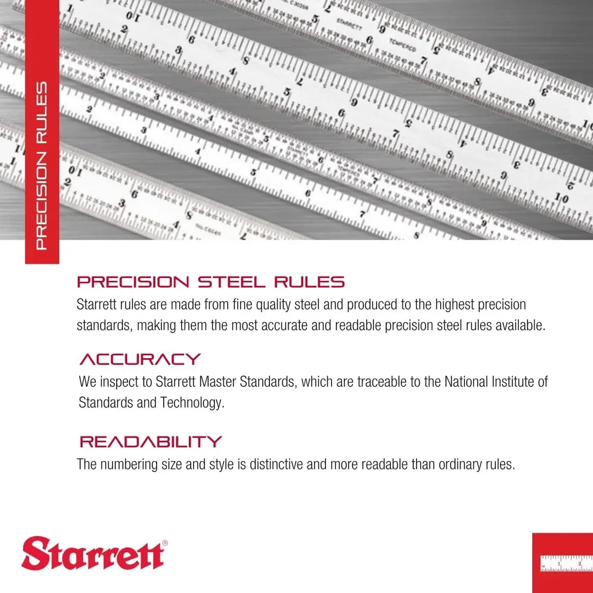 Starrett Full Flexible Steel Rule, 5-3/4" Length, 0.4mm Thickness | Precision Steel Measuring Tool - view 4